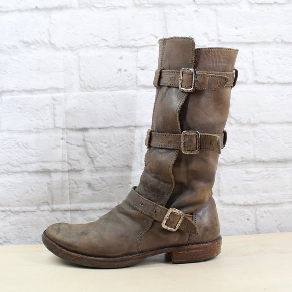 Fiorentini + Baker Shoes - FIORENTINI + BAKER Moto Three Strap Buckle Biker Suede Boots Size EU 37
